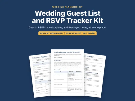 Cover artwork for the Wedding Guest List Tracker spreadsheet